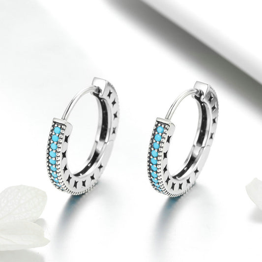 Blue Hoop Earrings