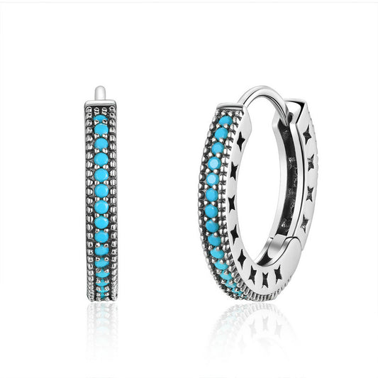 Blue Hoop Earrings